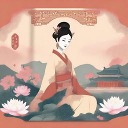 Design a captivating book cover for an inspiring historical novel set in ancient China featuring a strong female character