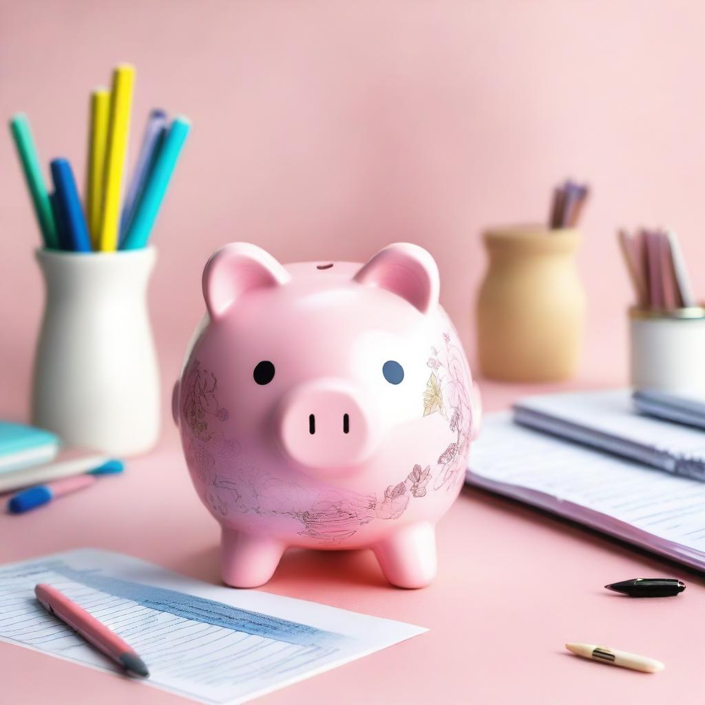 A cute and girly piggy bank designed for tax season