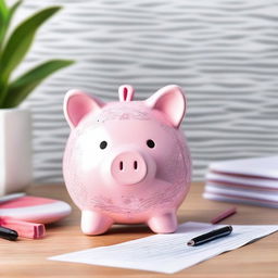 A cute and girly piggy bank designed for tax season