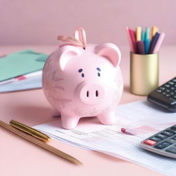 A cute and girly piggy bank designed for tax season