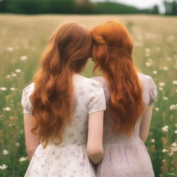 A romance book cover featuring two girls, one with brown hair and the other with ginger hair