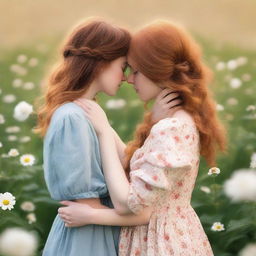 A romance book cover featuring two girls, one with brown hair and the other with ginger hair