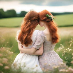 A romance book cover featuring two girls, one with brown hair and the other with ginger hair