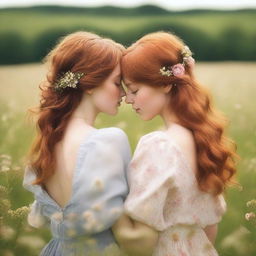 A romance book cover featuring two girls, one with brown hair and the other with ginger hair