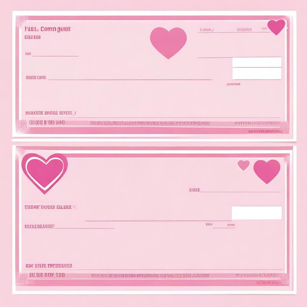 A set of pretty pink girly fake blank checks from Piggy Bank™