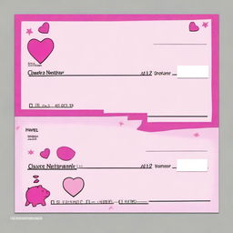 A set of pretty pink girly fake blank checks from Piggy Bank™