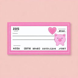 A set of pretty pink girly fake blank checks from Piggy🐷Panties National Bank™