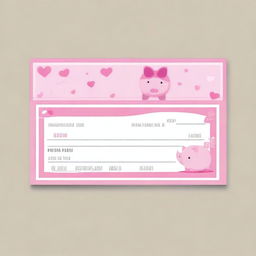 A set of pretty pink girly fake blank checks from Piggy🐷Panties National Bank™