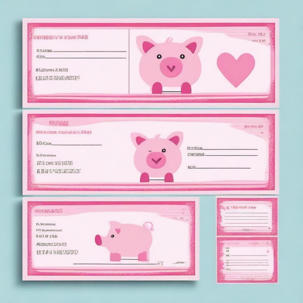 A set of pretty pink girly fake bill statements addressed to Piggy