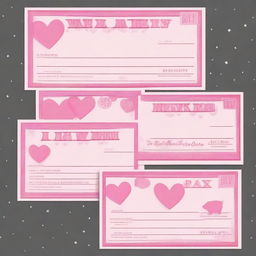 A set of pretty pink girly fake bill statements addressed to Piggy