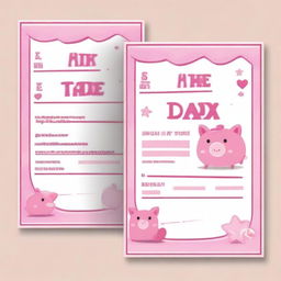 A set of pretty pink girly fake tax notices for Piggy