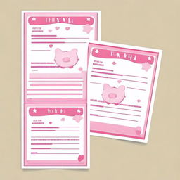 A set of pretty pink girly fake tax notices for Piggy