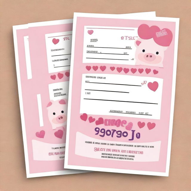 A set of pretty pink girly fake tax notices for Piggy