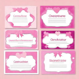 A set of pretty pink girly certificates with a playful and fun design