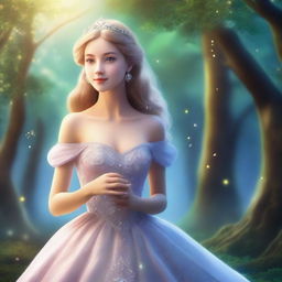 A beautiful princess in a magical forest, searching for love