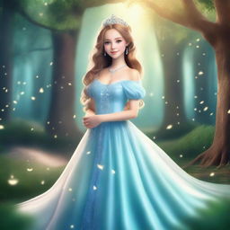 A beautiful princess in a magical forest, searching for love