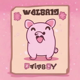 A pink wanted poster for a character named Piggy