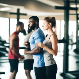 A man and a woman training in a gym