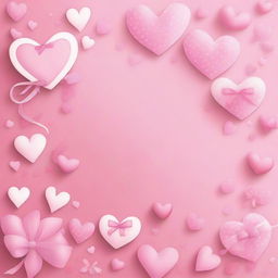 Create a pretty pink girly background filled with cute hearts and bows