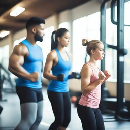 A man and a woman training in a gym