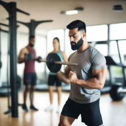 A man and a woman training in a gym