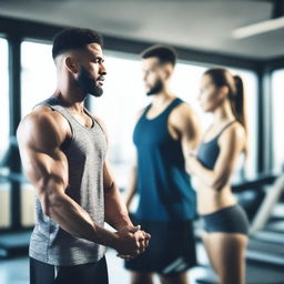 A man and a woman training in a gym