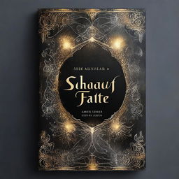 Create an elaborate and pretty fantasy book cover made of sparkling hues of black, silver, and gold