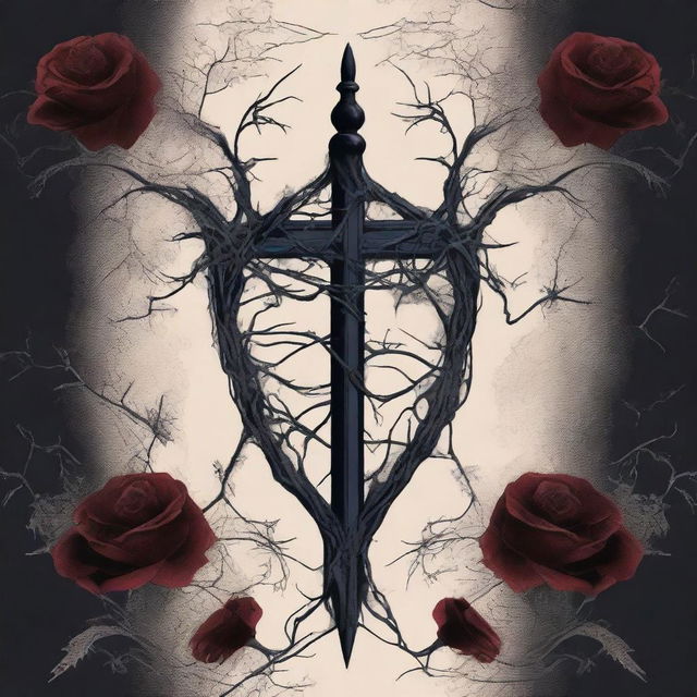 A dark romance book cover featuring twisted veins and flowers with thorns