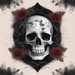 A dark romance book cover featuring a skull surrounded by twisted veins and flowers with thorns