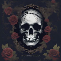 A dark romance book cover featuring a skull surrounded by twisted veins and flowers with thorns