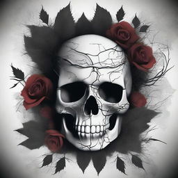 Create a dark romance book cover featuring a skull surrounded by twisted veins and flowers with thorns