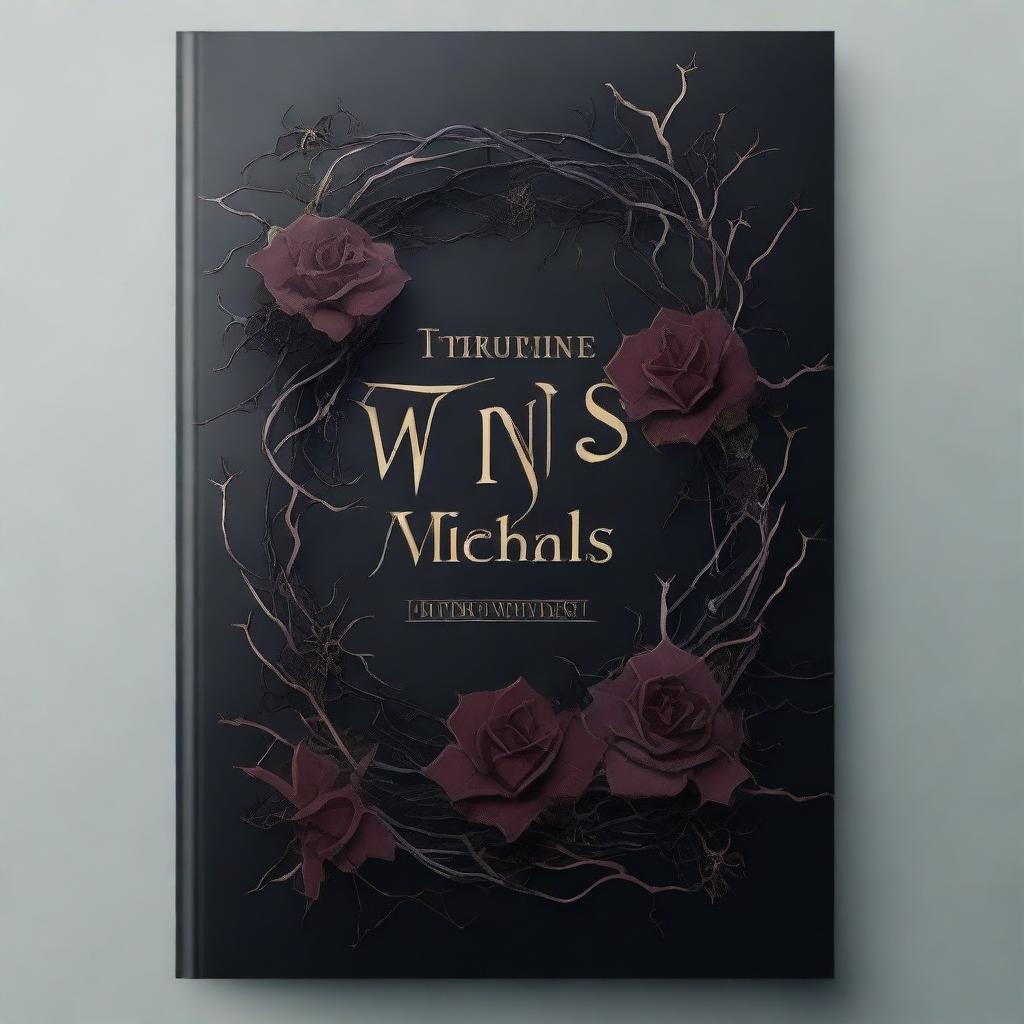 Design a dark romance book cover featuring twisted veins and flowers with thorns