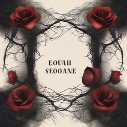 Design a dark romance book cover featuring twisted veins and flowers with thorns