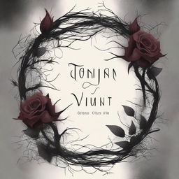 Create a dark romance book cover featuring twisted veins and flowers with thorns