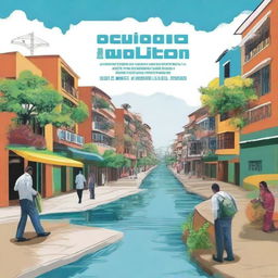 Create a book cover for a sociology expert's book titled 'Recursos Metodológicos de Gestión Social para Proyectos de Saneamiento Básico en Áreas Urbanas de Bolivia'