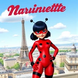 A vibrant poster featuring Marinette in Paris