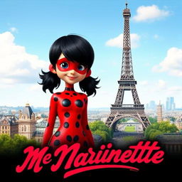 A vibrant poster featuring Marinette in Paris