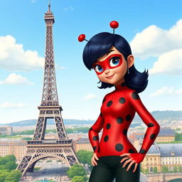 A vibrant poster featuring Marinette in Paris