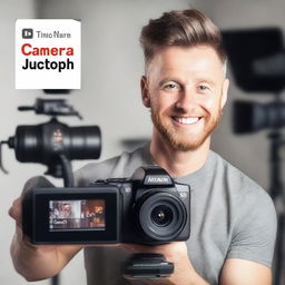 A YouTube thumbnail featuring a man holding a camera, promoting a video course on photography