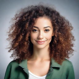 Create an image of a 30-year-old woman with curly hair