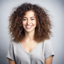 Create an image of a 30-year-old woman with curly hair