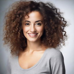 Create an image of a 30-year-old woman with curly hair