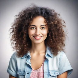 Create an image of a 30-year-old woman with curly hair