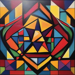 An abstract art painting featuring a variety of geometric shapes