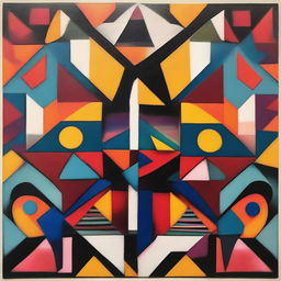 An abstract art painting featuring a variety of geometric shapes