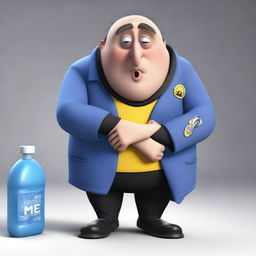 Gru from Despicable Me suffering from a serious illness, with a title 'Respirable Me 5'