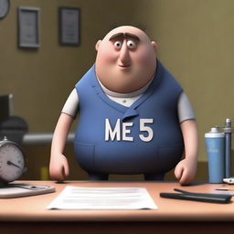 Gru from Despicable Me suffering from a serious illness, with a title 'Respirable Me 5'