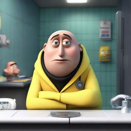 Gru from Despicable Me suffering from a serious illness, with a title 'Respirable Me 5'