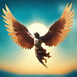 A captivating book cover featuring Icarus flying too close to the sun, with his wings starting to melt