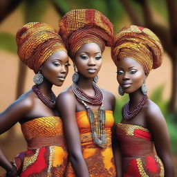 A beautiful image featuring African women in traditional attire